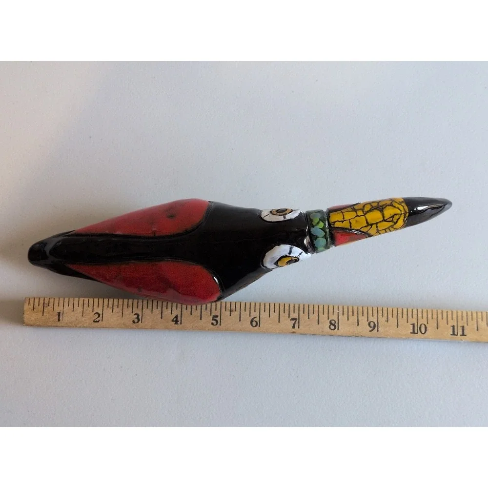 Vintage Multicolored Brazilian Ceramic Toucan Wall Hanger 11